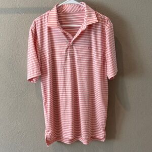 Men’s Southern Tide Classic Pink Striped Polo Shirt (brrr, dri fit)